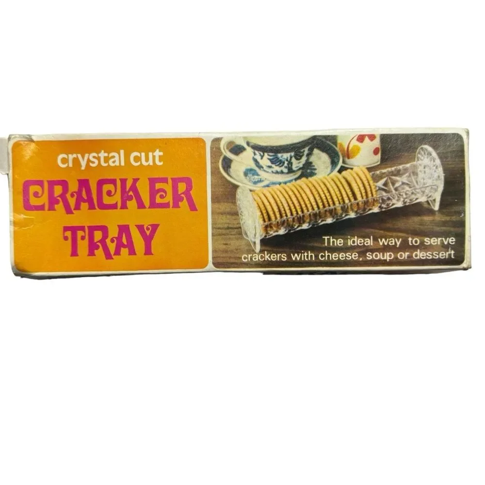 Vintage Lucite Cracker Tray Charcuterie Board Cheese Crackers In Original Box